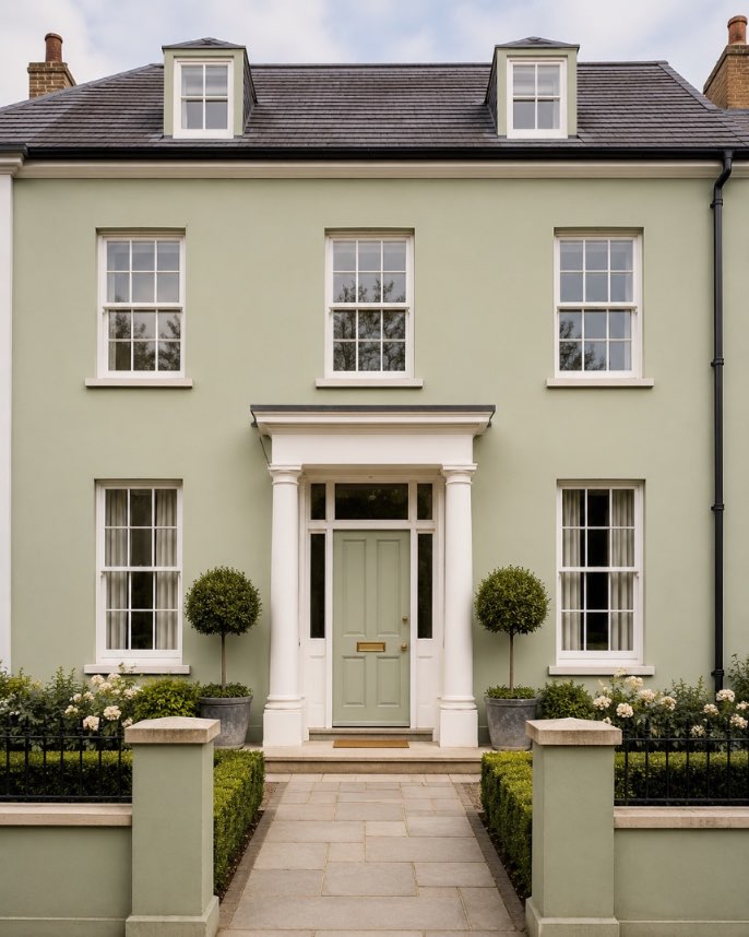 Finished facade — pastel render, crisp white frames