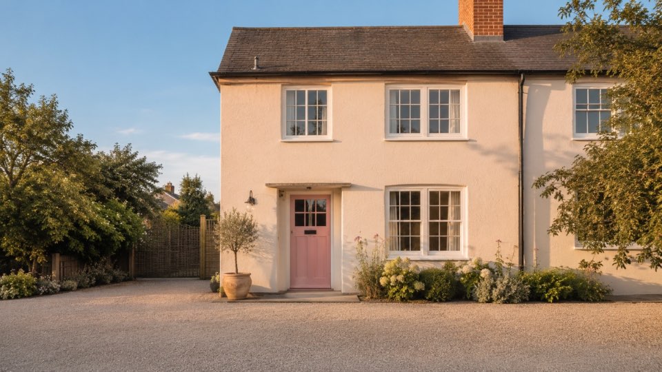 Hero — freshly painted house exterior, golden hour